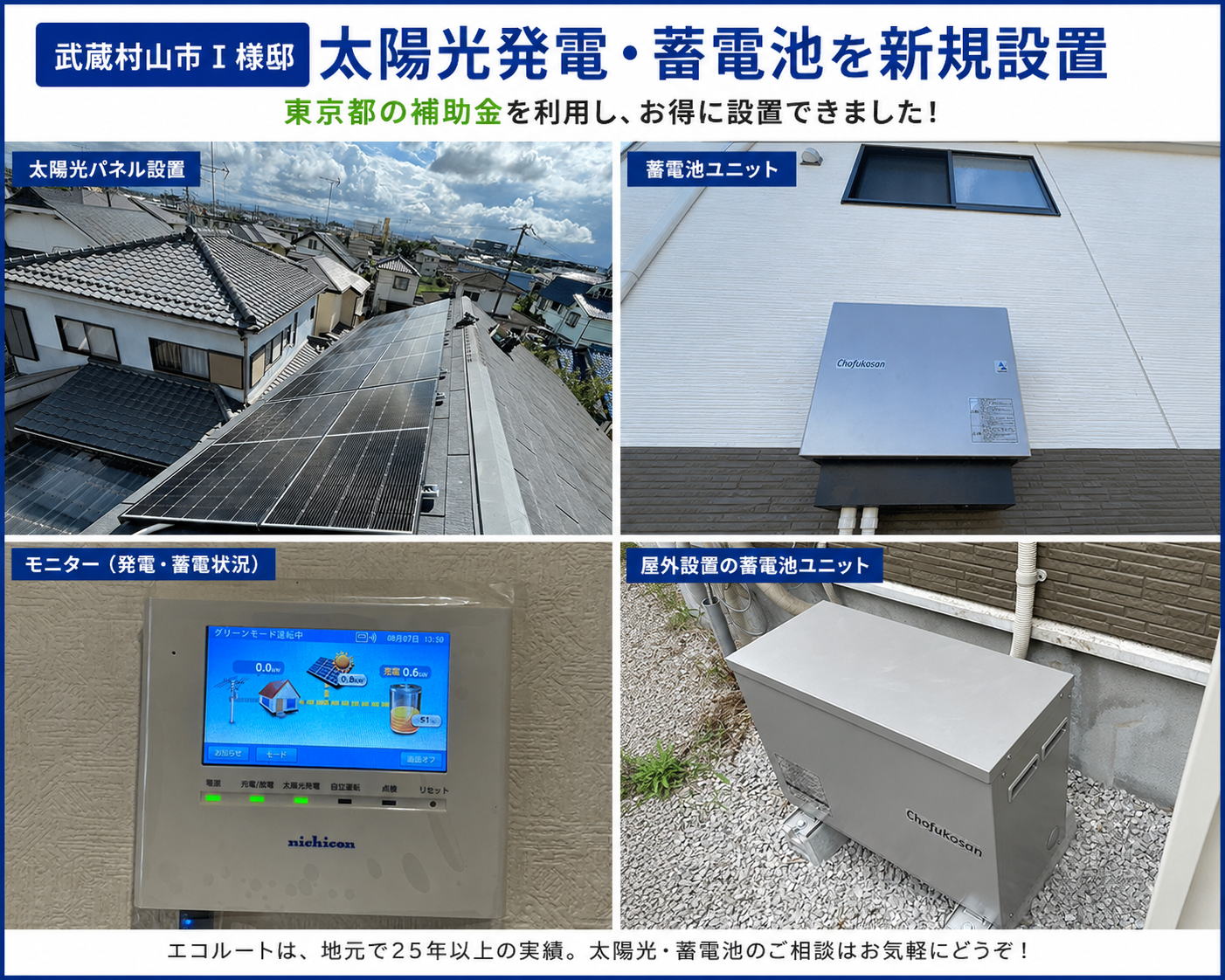 武蔵村山市 太陽光発電 蓄電池新設工事例5