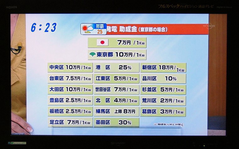 太陽光発電　助成金　東京都の場合