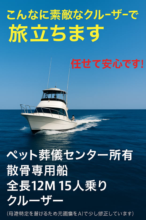 ペット専用散骨クルーザーの外観写真