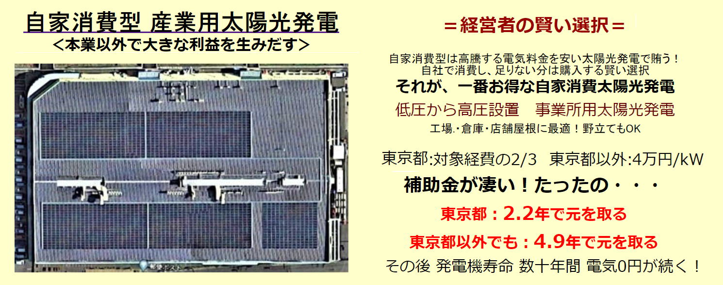 自家消費　産業用太陽光発電